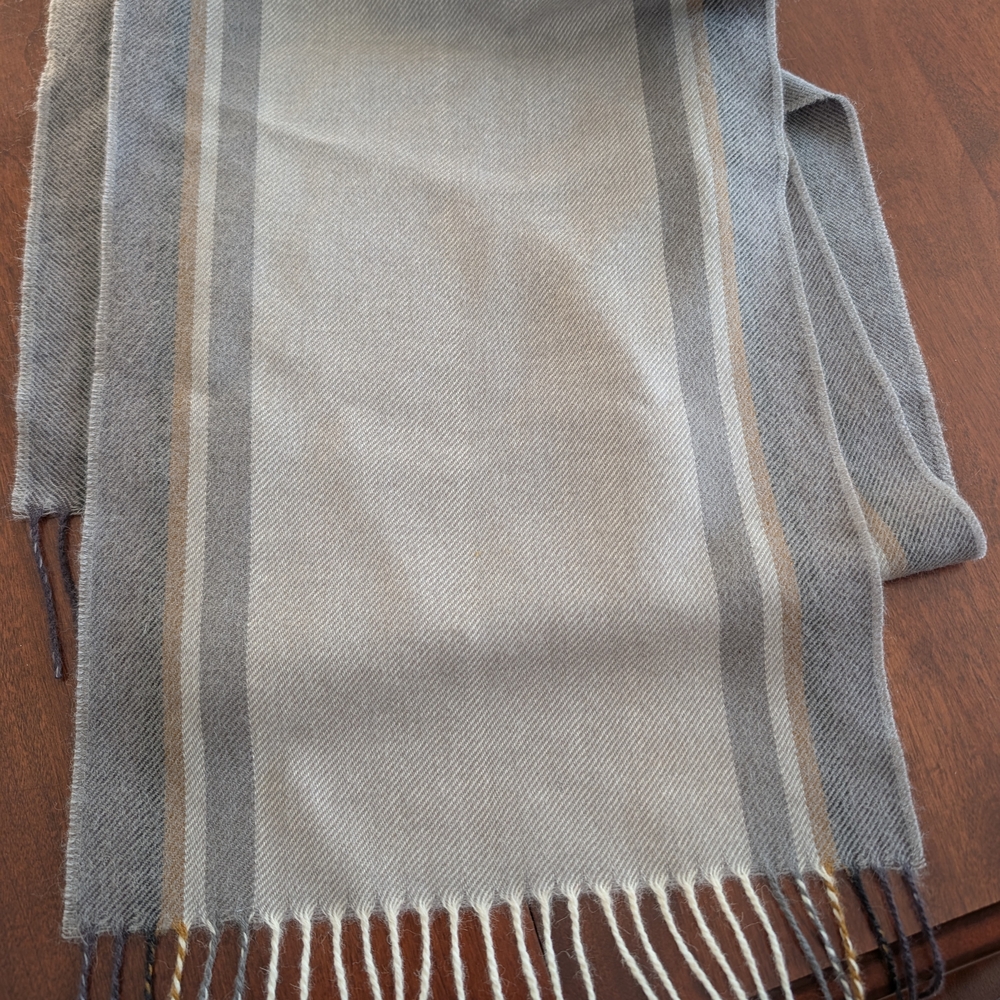 Baby Alpaca Scarf in Gray and Tan